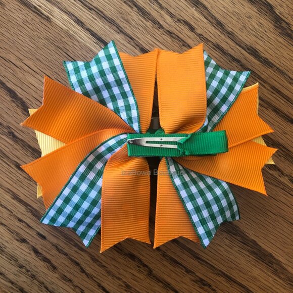 "Leafs" Deluxe Bottle Cap Image Bow     5B2516  Handmade NWT Boutique - Picture 2 of 2